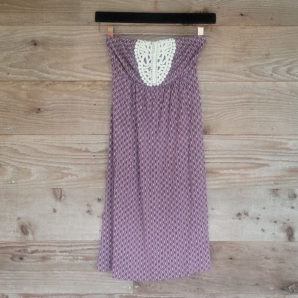 Soma Strapless Burgandy Mini Dress with Crochet Inset Size XSmall